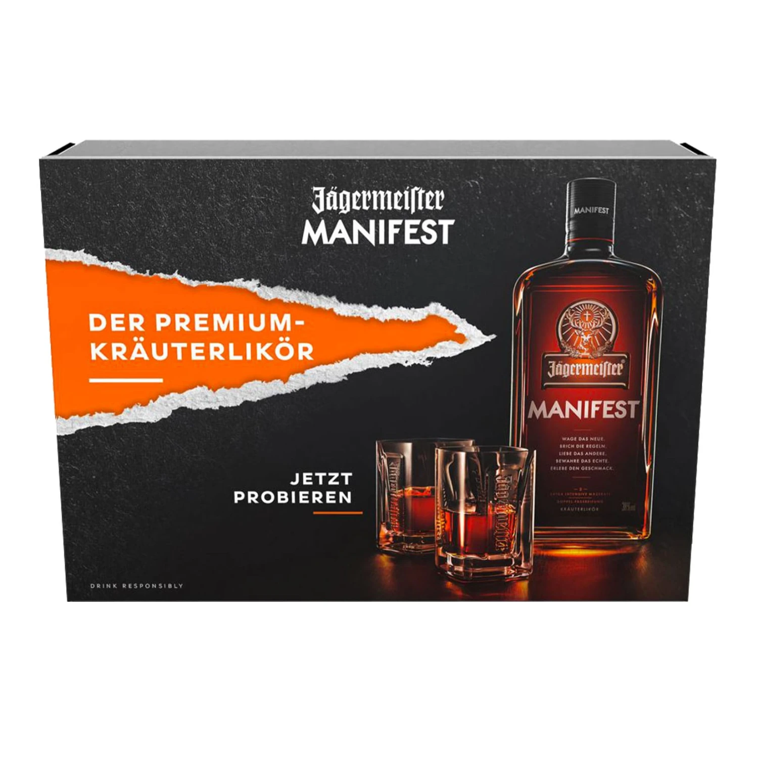Jägermeister Manifest 38,0 % Vol 0,5 Liter Geschenkbox Mit 2 Gläsern 1 Jägermeister Manifest 38,0 % Vol 0,5 Liter Geschenkbox Mit 2 Gläsern