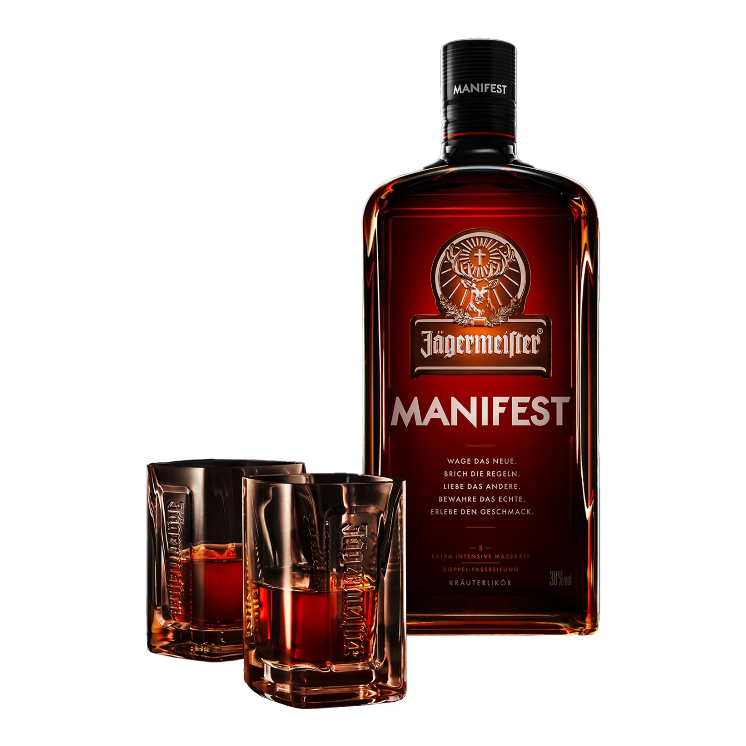 Jägermeister Manifest 38,0 % Vol 0,5 Liter Geschenkbox Mit 2 Gläsern 3 Jägermeister Manifest 38,0 % Vol 0,5 Liter Geschenkbox Mit 2 Gläsern – Bild 3