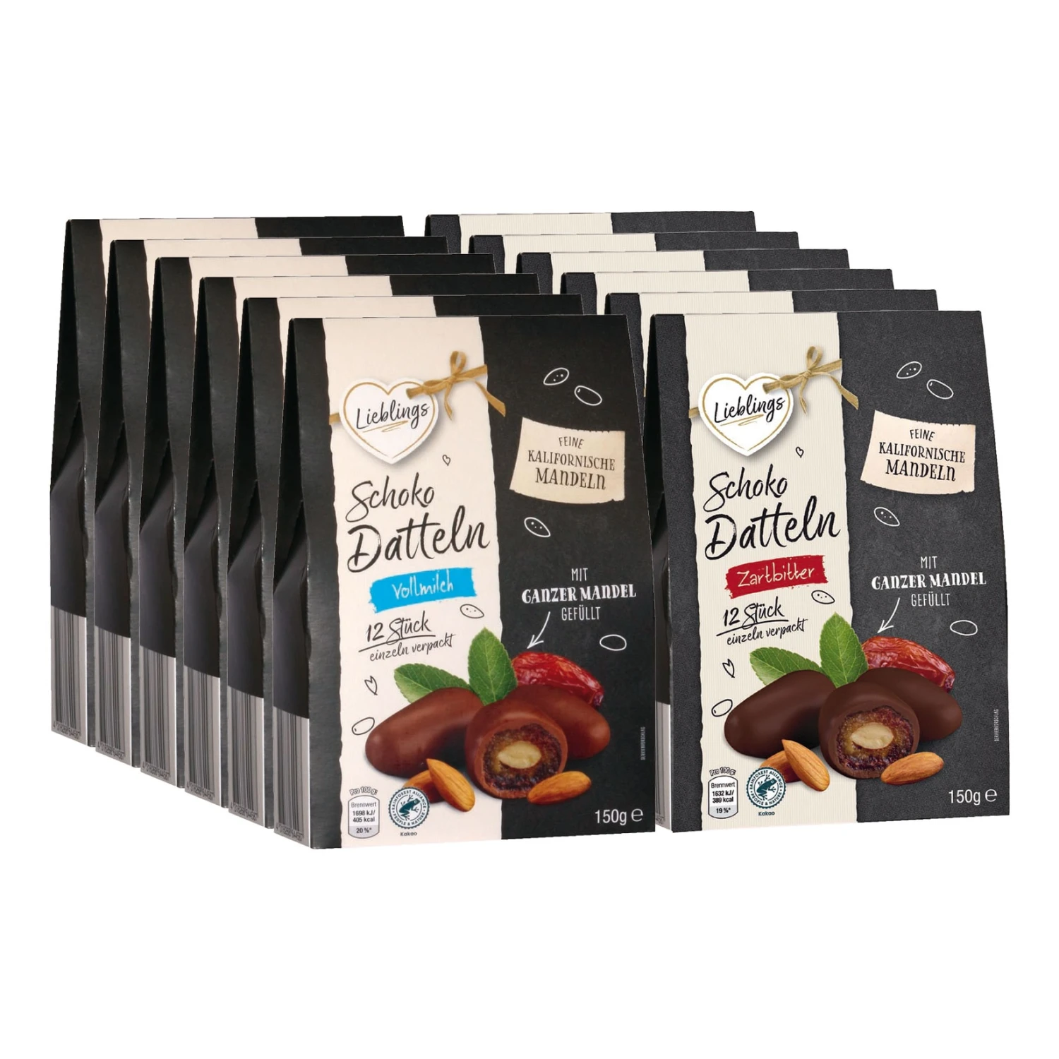 Lieblings Schoko Datteln 150 G, Verschiedene Sorten, 12er Pack 1 Lieblings Schoko Datteln 150 G, Verschiedene Sorten, 12er Pack