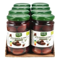 BioBio Kalamata Oliven Mit Stein 160 G, 8er Pack