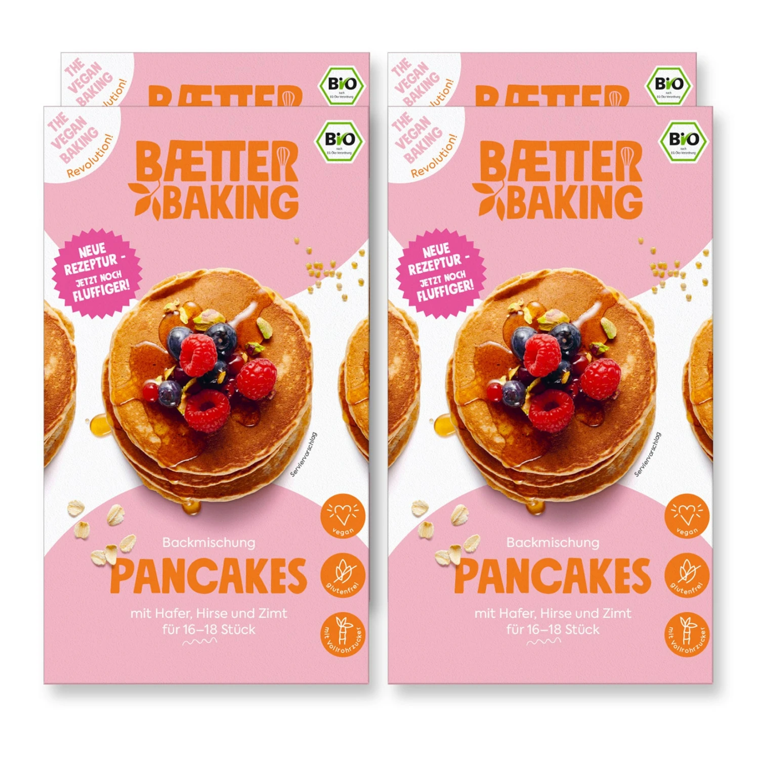 Baetter Baking Bio-Backmischung Pancakes, 4er Pack 1 Baetter Baking Bio-Backmischung Pancakes, 4er Pack
